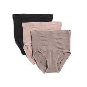 SKINNYGIRL taupe/black 3pk Seamless Shaping Briefs